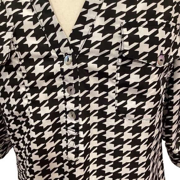 41 Hawthorn Houndstooth Blouse Black White Small - Picture 11 of 13